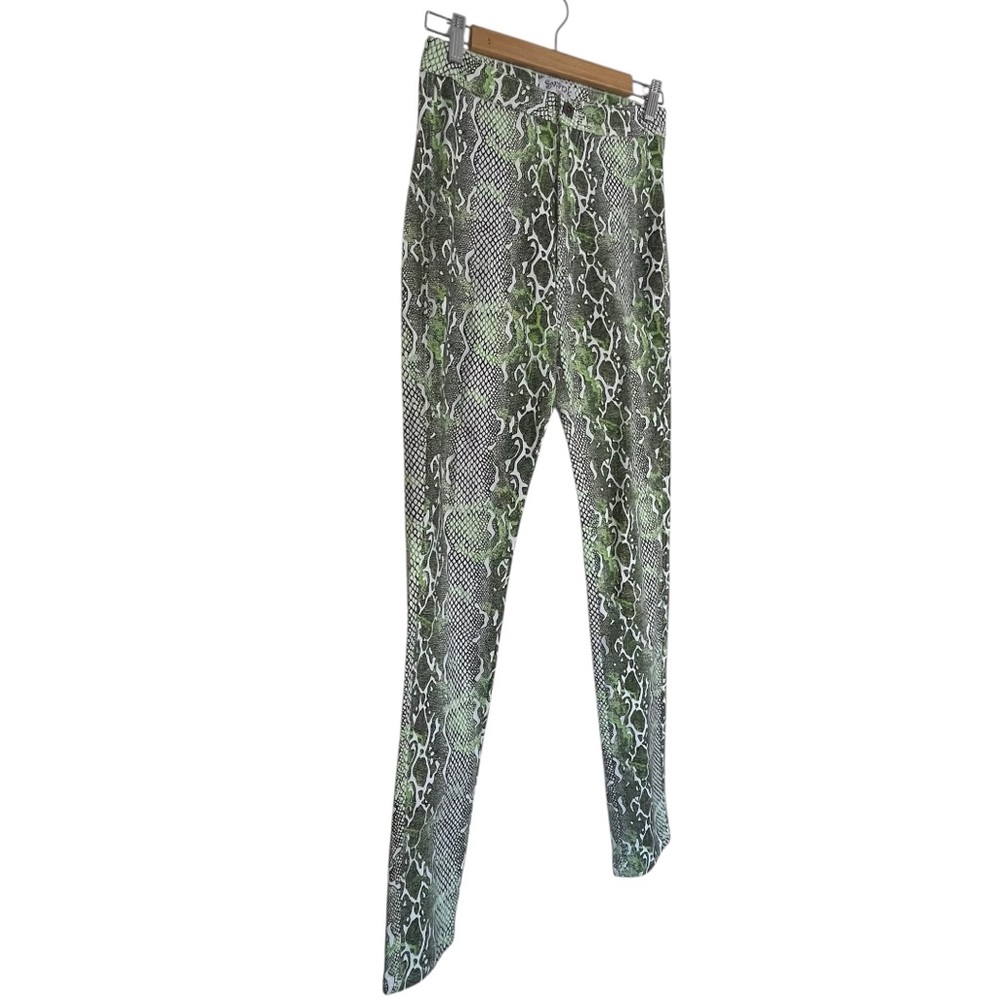 Swank A Posh Green Snake Print Statement Leggings Stretch Pants Size XL - Picture 6 of 10
